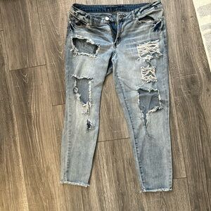 Blue light wash jeans, slightly worn but in great condition